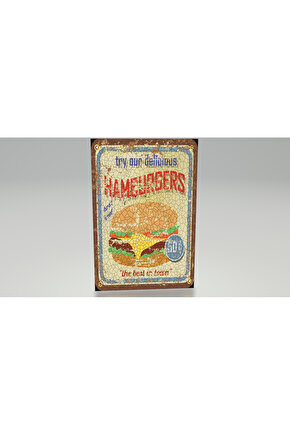 hamburger kafe bar mutfak eskitilmiş nostaljik dekor retro ahşap poster