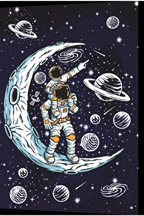 Uzayda Hayat Var Eğlenceli Astronot-10 Retro Ahşap Poster
