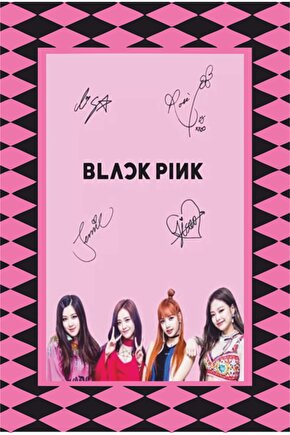 K-pop Black Pink Çerçeve Görünümlü Retro Ahşap Poster-14
