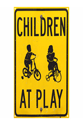 kız çocuk erkek çocuk bisiklet ve oyun temalı mini retro ahşap poster