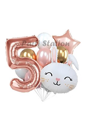 Tavşan Bunny Konsept 5 Yaş Balon Set Easter Sevimli Tavşan Woodland Doğum Günü Parti Balon Buketi