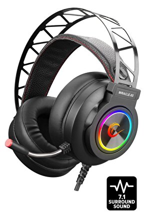 Miracle-x5 Siyah Rgb Led 7.1 Surround Sound System Mikrofonlu Gaming Oyuncu Kulaklığı