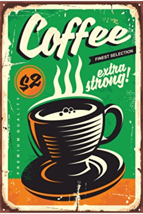 Coffee Kahve Temalı Retro Ahşap Poster