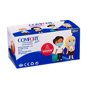 Comfort Plus 3 Katlı Cerrahi Full Ultrasonic Maske Çocuk Meltblown lu