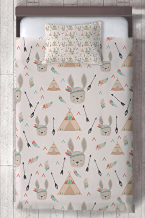 RONNA HOME Bebek ve Çocuk Odası Sevimli Tavşan Çadır Desenli Yatak Örtüsü RNNYO-045