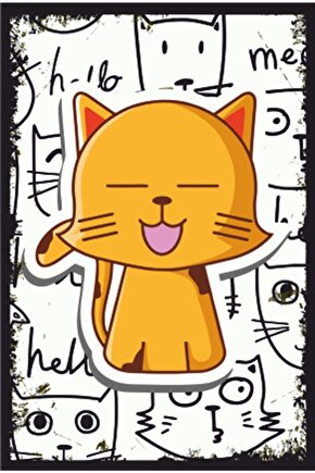 Sevimli Kediler Retro Ahşap Poster