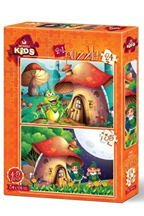 Art Çocuk Puzzle Mantar Ev 24 + 35 Parça 4493 - Puzzle Seti - Yapboz - Yap-boz Puzzle