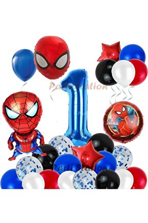 Spiderman Örümcek Adam Konsept 1 Yaş Doğum Günü Balon Set Spiderman Parti Balonları Spiderman Tema