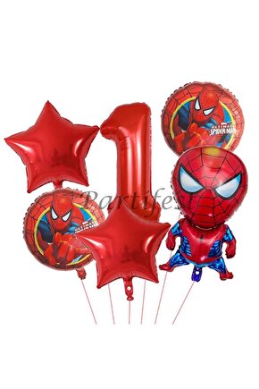 Spiderman Örümcek Adam 1 Yaş Balon Set Balon Folyo Set Spiderman Konsept Doğum Günü Set Yaş Balon