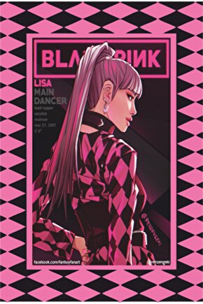 K-pop Black Pink Çerçeve Görünümlü Retro Ahşap Poster-4