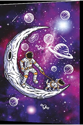 Uzayda Hayat Var Eğlenceli Astronot-16 Retro Ahşap Poster