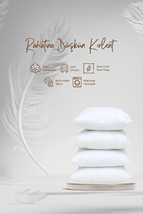 4lü Kırlent Kılıfı Iç Yastığı 45x45 350 Gr Silikon Kırlent Içi - Antialerjik Malzeme