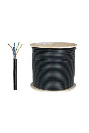 50 Metre Iç Dış Ortam Cat 6 Kablo Siyah Uçları Yapılı Garantili Modem Pc Arası