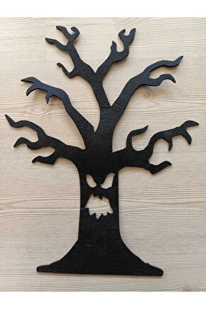 Cadılar Bayramı Halloween 3 mm Kalın Siyah Keçe Korkunç Ağaç Figürü