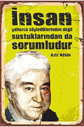 Aziz Nesin Şiir Edebiyat Retor Ahşap Poster