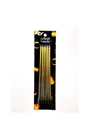 Altın Renk Pasta Mumu 14 Cm 6 Adet Parti Mum