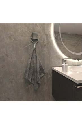 Dekoratif Yapıştırmalı Banyo-mutfak Metal Tekli Askı Krom Pratik Vidasız Montaj Dc-4771
