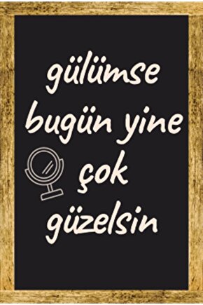 Gülümse Çok Güzelsin Retro Ahşap Poster