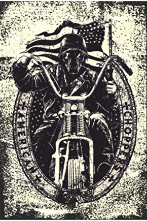 American Chopers Kuru Kafa Motor Retro Ahşap Poster