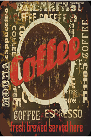 kahvaltı sabah kahvesi kahve çeşitleri kahveci cafe bar mutfak dekor retro ahşap poster