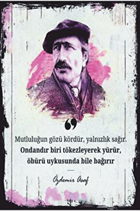Özdemir Asaf Şiir Retro Ahşap Poster