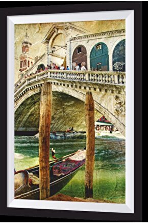 Venedikte Köprü Sanatsal Çerçeve Görünümlü Ahşap Tablo