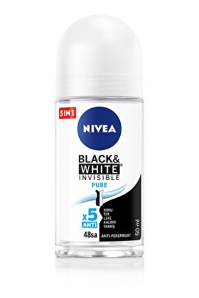 Kadın Roll-on Deodorant Black&White Invisible Pure 50ml, 48 Saat Anti-perspirant