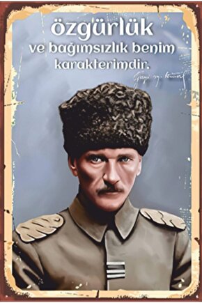 Mustafa Kemal Atatürk Özgürlük Retro Ahşap Poster