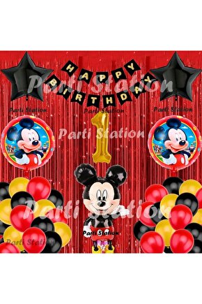 Mickey Mouse Balon Set 1 Yaş Mickey Mouse Konsept Doğum Günü Parti Balon Set