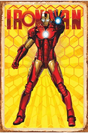 Ironman Süper Kahramanlar Retro Ahşap Poster