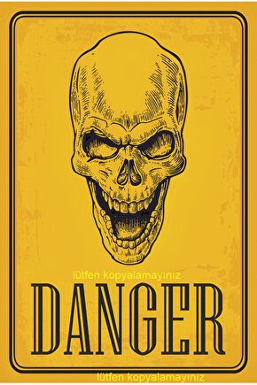 danger tehlikeli kuru kafa zombi ev dekorasyon tablo retro ahşap poster