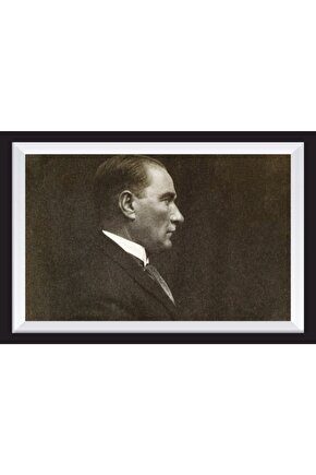 Atatürk Yatay Sanatsal Çerçeve Görünümlü Ahşap Tablo