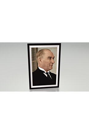 cumhurbaşkanı Mustafa Kemal Atatürk çerçeve görünümlü ahşap tablo retro ahşap poster