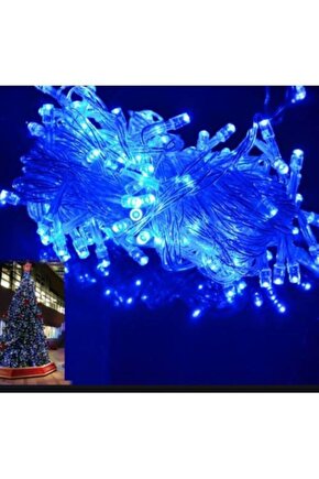 Yılbaşı Ağaç Işığı Mavi Led Işık Şeffaf Kablolu 100 Ledli 5 Fonksiyonlu 5 Yarda 4.60-4.70 m