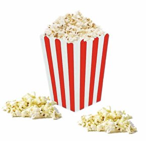 Kırmızı Beyaz çizgili  Karton Popcorn Mısır Cips Kutusu 8 Adet