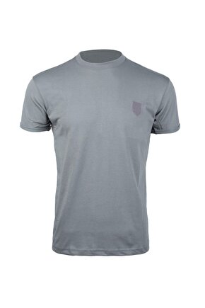 Hava Kuvvetleri Gri Renkli Kısa Kollu % 100 Pamuklu Organik subay astsubay rütbeli fanila T-shirt