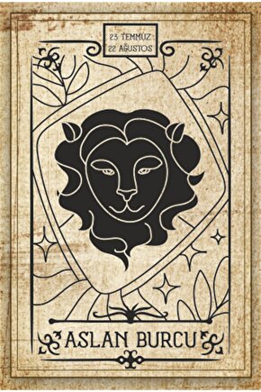 Aslan Burcu Astroloji Burç Retro Ahşap Poster