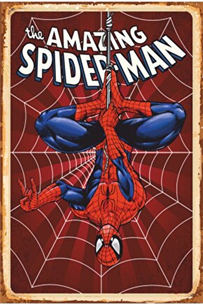 Spiderman Süper Kahramanlar Retro Ahşap Poster