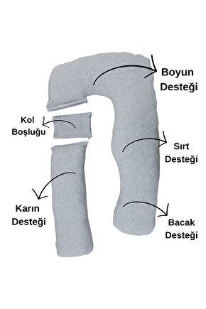 5 Farklı Bölge Destekli Hamile Ve Emzirme Yastığı (iç astarlı) (kol buşluklu) (U ve L şekli)