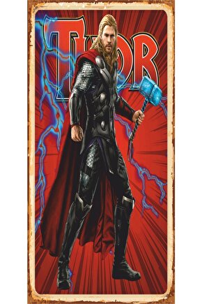 Thor Süper Kahramanlar Mini Retro Ahşap Poster