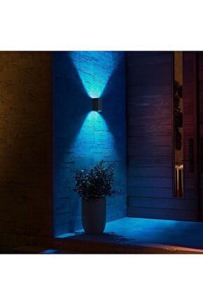 14 Watt Mavi Işık Ledli Modern Çift Yönlü Iç Ve Dış Mekan Bahçe Teras Duvar Apliği