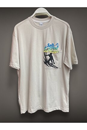 Sea Surfers Sloganlı Oversize T-Shirt