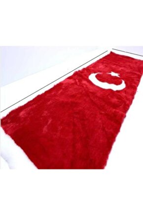 Peluş Türk Bayrağı 140x40 Cm Torpido Halısı Ay Yıldız Torpido Üstü Tüylü
