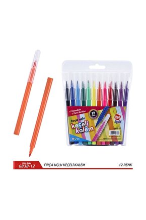 Wt6838-12 Fırça Uçlu Keçeli Kalem 12 Renk