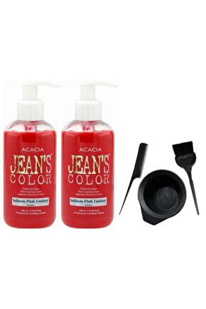 Jeans Color Saç Boyası Somon 250ml 2ad Ve Fluweel Saç Boya Kabı Seti
