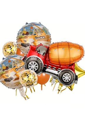 Araçlar Kamyon Konsept Mikser Kamyon Balon Set Kamyon Balon Seti Truck Balloon Doğum Günü Set