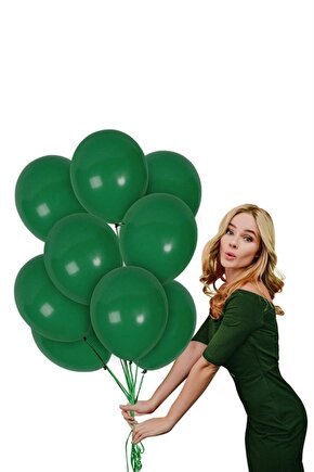 Pastel Balon 12  Inç Koyu Yeşil Renk 25 Adet