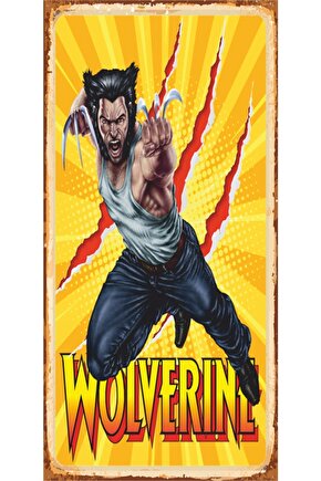 Wolverine Süper Kahramanlar Mini Retro Ahşap Poster
