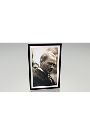 bozkurt Mustafa Kemal Atatürk çerçeve görünümlü tablo retro ahşap poster
