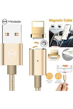 2.4a Hızlı Şarj Manyetik Kablo, Iphone Magnetic Kablo Gold